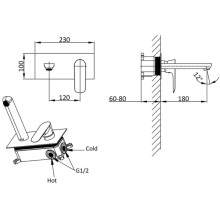 Смеситель для раковины без донного клапана Vincea Esse VBFW-1E1MB