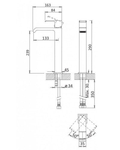 Смеситель для раковины с донным клапаном Cezares Porta PORTA-LC-BIO
