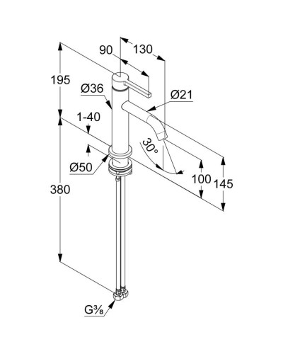 Смеситель для раковины без донного клапана Kludi Nova Fonte Pura 200260515