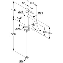 Смеситель для раковины без донного клапана Kludi Nova Fonte Pura 200263915