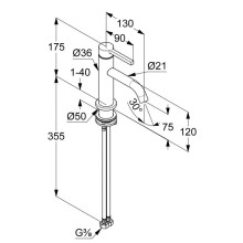Смеситель для раковины без донного клапана Kludi Nova Fonte Pura 200280515