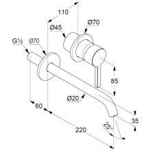Смеситель для раковины без донного клапана Kludi Nova Fonte Pura 202450515