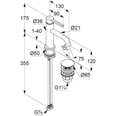 Смеситель для раковины с донным клапаном Kludi Nova Fonte Pura 202663915