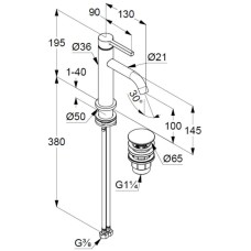 Смеситель для раковины с донным клапаном Kludi Nova Fonte Pura 202880515