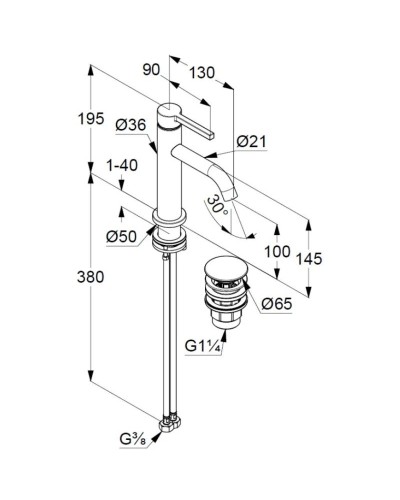Смеситель для раковины с донным клапаном Kludi Nova Fonte Pura 202883915