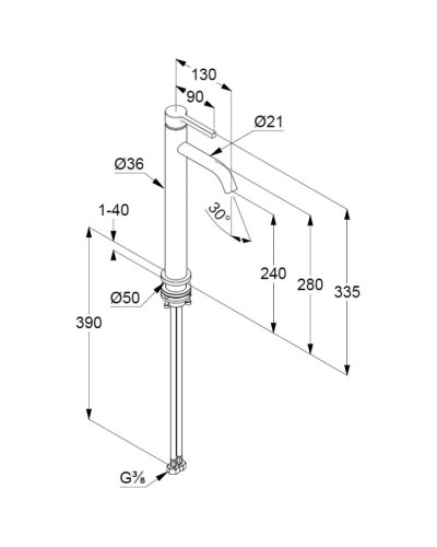 Смеситель для раковины без донного клапана Kludi Nova Fonte Pura 202980515