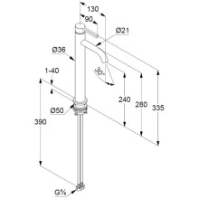 Смеситель для раковины без донного клапана Kludi Nova Fonte Pura 202983915