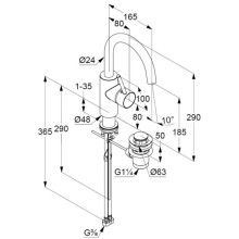 Смеситель для раковины с донным клапаном Kludi Bozz 380270576