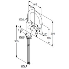 Смеситель для раковины без донного клапана Kludi Bozz 380280576