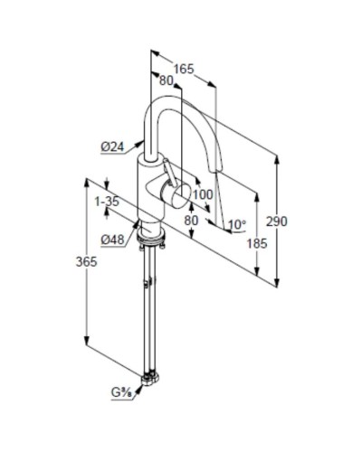 Смеситель для раковины без донного клапана Kludi Bozz 380280576
