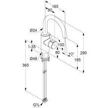 Смеситель для раковины без донного клапана Kludi Bozz 380283976