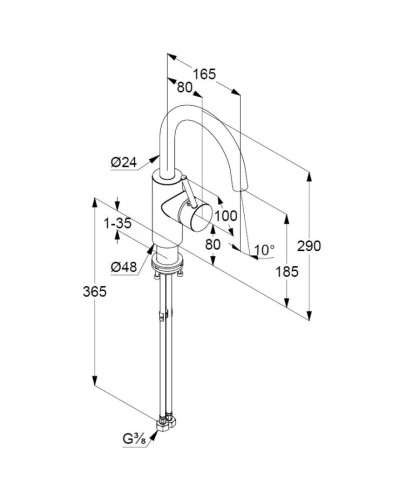 Смеситель для раковины без донного клапана Kludi Bozz 380283976