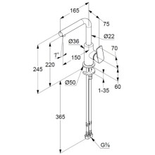 Смеситель для раковины без донного клапана Kludi Pure&Style 400243975