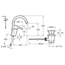 Смеситель для раковины с донным клапаном Jacob Delafon Panache E72241-CP
