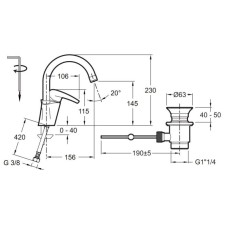 Смеситель для раковины с донным клапаном Jacob Delafon Panache E72241-CP