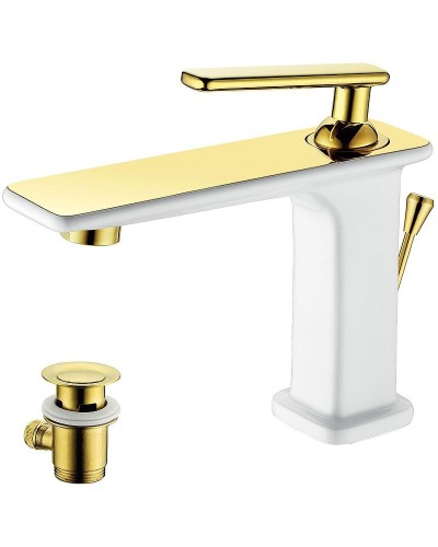 Смеситель для раковины Lemark Mista LM6406WG Белый Золото