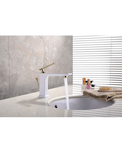 Смеситель для раковины Lemark Mista LM6406WG Белый Золото