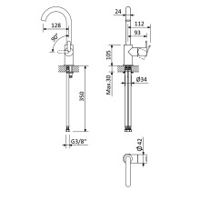 Смеситель для раковины однорычажный c тонкой ручкой, с донным клапаном CEZARES LEAF-LSM-A-L-BIO белый матовый