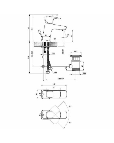 Смеситель для раковины Ravak 10° TD 011.00 X070063 Хром
