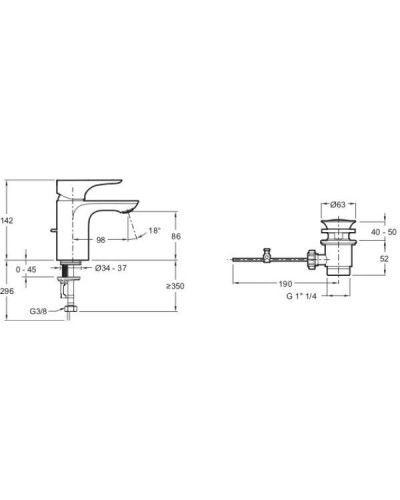 Смеситель для раковины Jacob Delafon Villette E23718-CP Хром