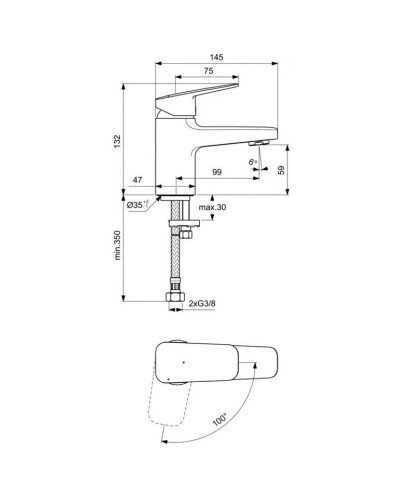 Смеситель для раковины без донного клапана CoolStart Ideal Standard Ceraplan BD201AA
