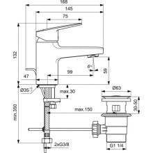 Смеситель для раковины с донным клапаном Ideal Standard Ceraplan BD202AA