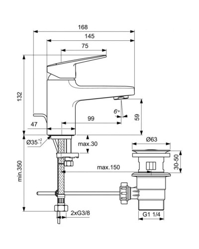 Смеситель для раковины с донным клапаном Ideal Standard Ceraplan BD202AA