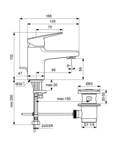 Смеситель для раковины с донным клапаном Ideal Standard Ceraplan BD204AA