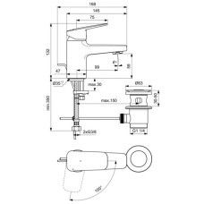 Смеситель для раковины с донным клапаном CoolStart Ideal Standard Ceraplan BD205AA