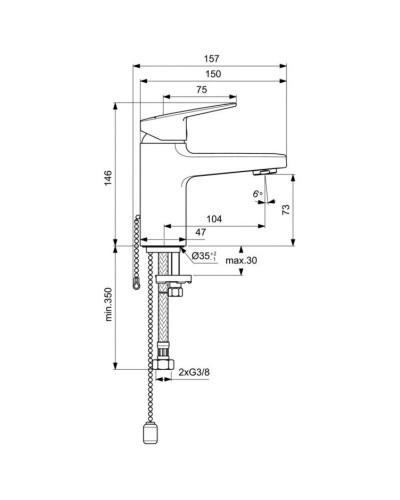 Смеситель для раковины с цепочкой Ideal Standard Ceraplan BD210AA