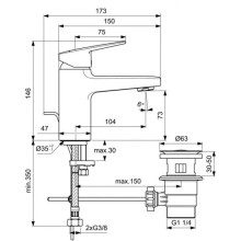 Смеситель для раковины с донным клапаном Ideal Standard Ceraplan BD212AA