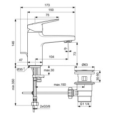 Смеситель для раковины с донным клапаном Ideal Standard Ceraplan BD212AA