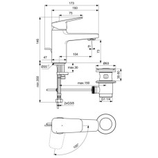 Смеситель для раковины с донным клапаном CoolStart Ideal Standard Ceraplan BD215AA