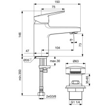 Смеситель для раковины с донным клапаном Ideal Standard Ceraplan BD216AA