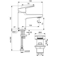 Смеситель для раковины с донным клапаном Ideal Standard Ceraplan BD216AA
