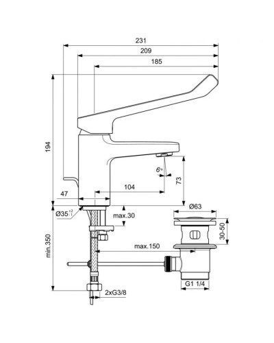 Смеситель для раковины с донным клапаном Ideal Standard Ceraplan BD218AA