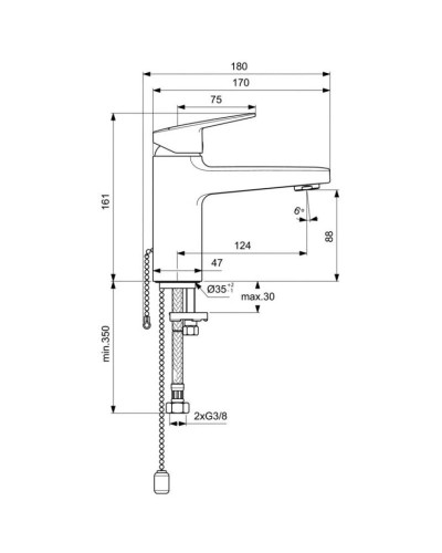 Смеситель для раковины с цепочкой Ideal Standard Ceraplan BD223AA