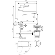 Смеситель для раковины с донным клапаном CoolStart Ideal Standard Ceraplan BD228AA