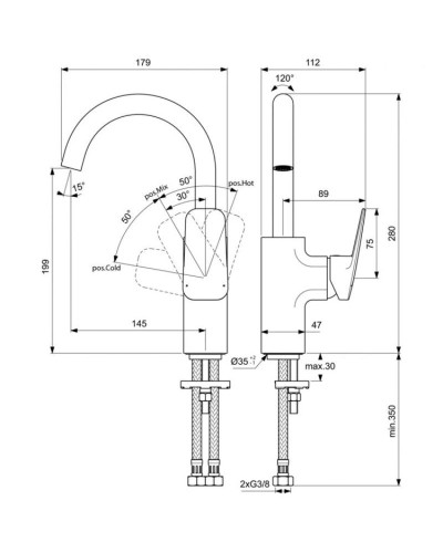 Смеситель для раковины без донного клапана Ideal Standard Ceraplan BD234AA