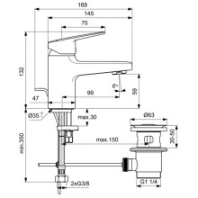 Смеситель для раковины с донным клапаном Ideal Standard Ceraplan BD273AA