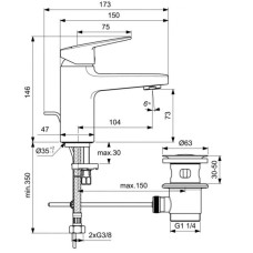 Смеситель для раковины с донным клапаном Ideal Standard Ceraplan BD274AA