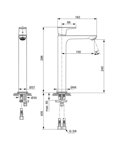 Смеситель для раковины без донного клапана Ideal Standard Connect Air A7027A5