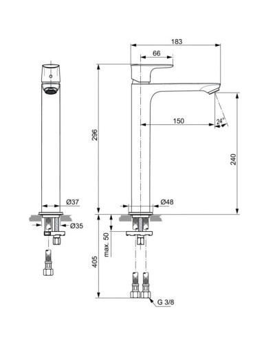 Смеситель для раковины без донного клапана Ideal Standard Connect Air A7027A2