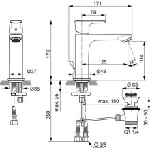 Смеситель для раковины с донным клапаном Ideal Standard Connect Air A7012GN