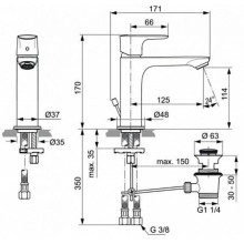 Смеситель для раковины с донным клапаном Ideal Standard Connect Air A7012A2