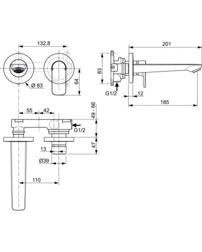 Смеситель для раковины без донного клапана Ideal Standard Connect Air A7029GN
