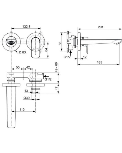 Смеситель для раковины без донного клапана Ideal Standard Connect Air A7029A2