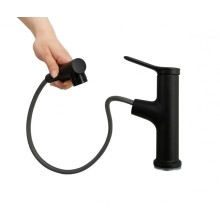 Смеситель для раковины без донного клапана с выдвижным изливом BelBagno BB-LVMD-NERO-W0 черный матовый