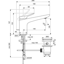 Смеситель для раковины с донным клапаном Ideal Standard Conca BD456GN