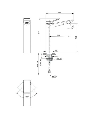 Смеситель для раковины без донного клапана Ideal Standard Conca BC758A5